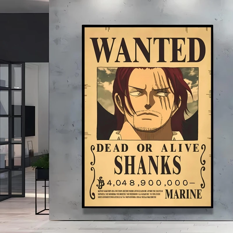 High Quality Canvas One Piece Luffy Bounty Wanted Themed Decor Poster Bright and Clear Colors Anime Home Room Wall Decorative view 4