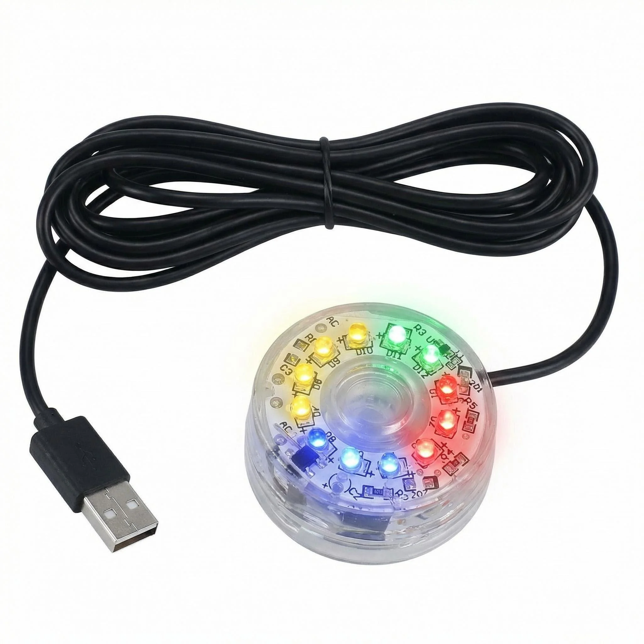 USB Submersible LED Aquarium Light 4 Color Auto Flashing IP68 Waterproof Fish Tank Lamp with 140cm Cord for Pond Decoration