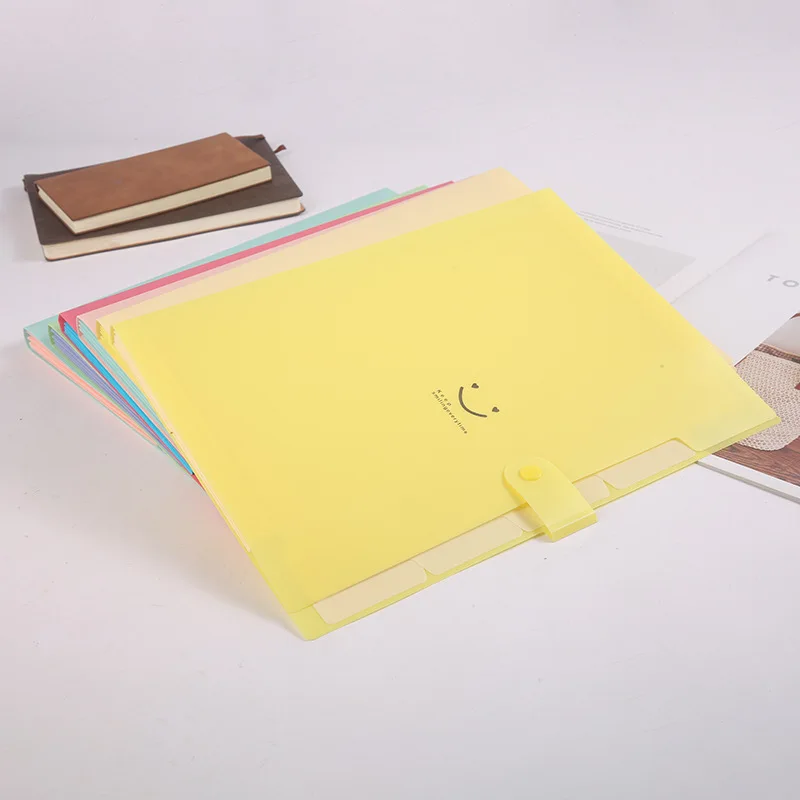Smiley Pp Folder A4 Information Book Spot Five Grid Smile File Bag Purple Button view 2