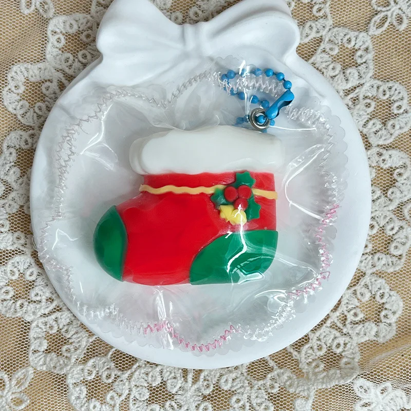 Christmas Squishy Stress Relief Toy Soft Santa Snowman Gingerbread Man Keychain Pendant Kids Xmas Gift Decor