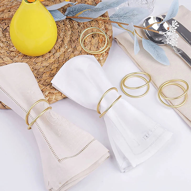 4/6/12pcs Metal Napkin Ring Western Style Modern Simple Open Double Ring Napkin Ring Napkin Buckle Irregular Round Napkin Buckle