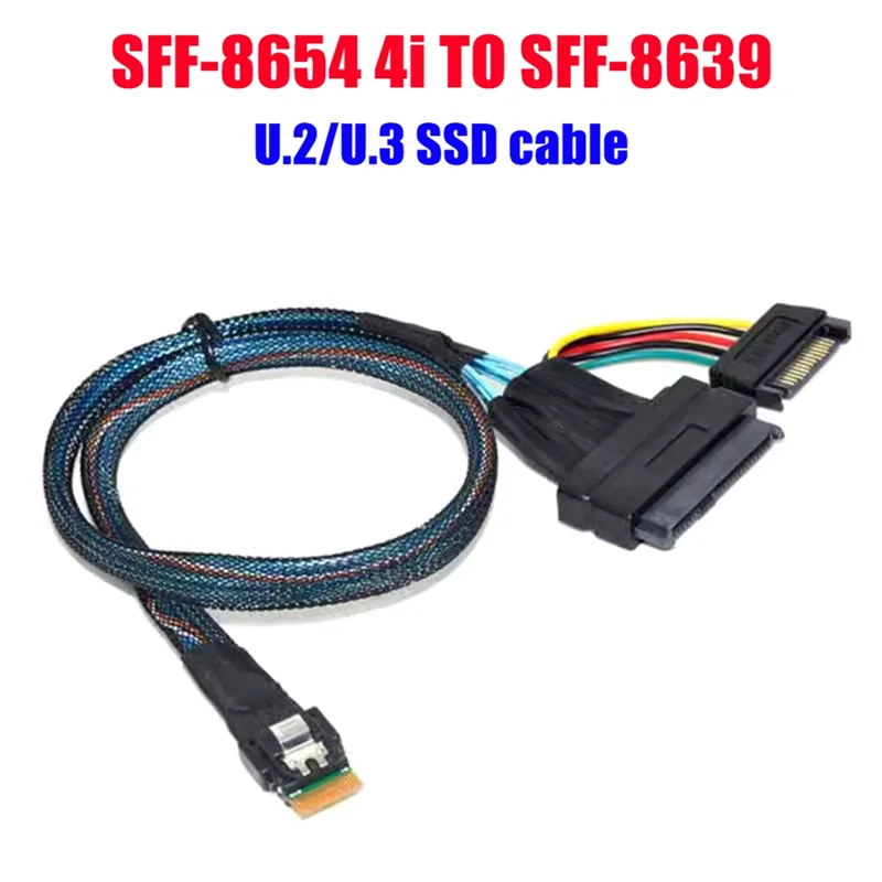 

Slimline U. 2/U. 3 SSD Cable 50Cm SAS SFF-8654 4I To SFF-8639 Data Cable For Computer U. 2 U. 3