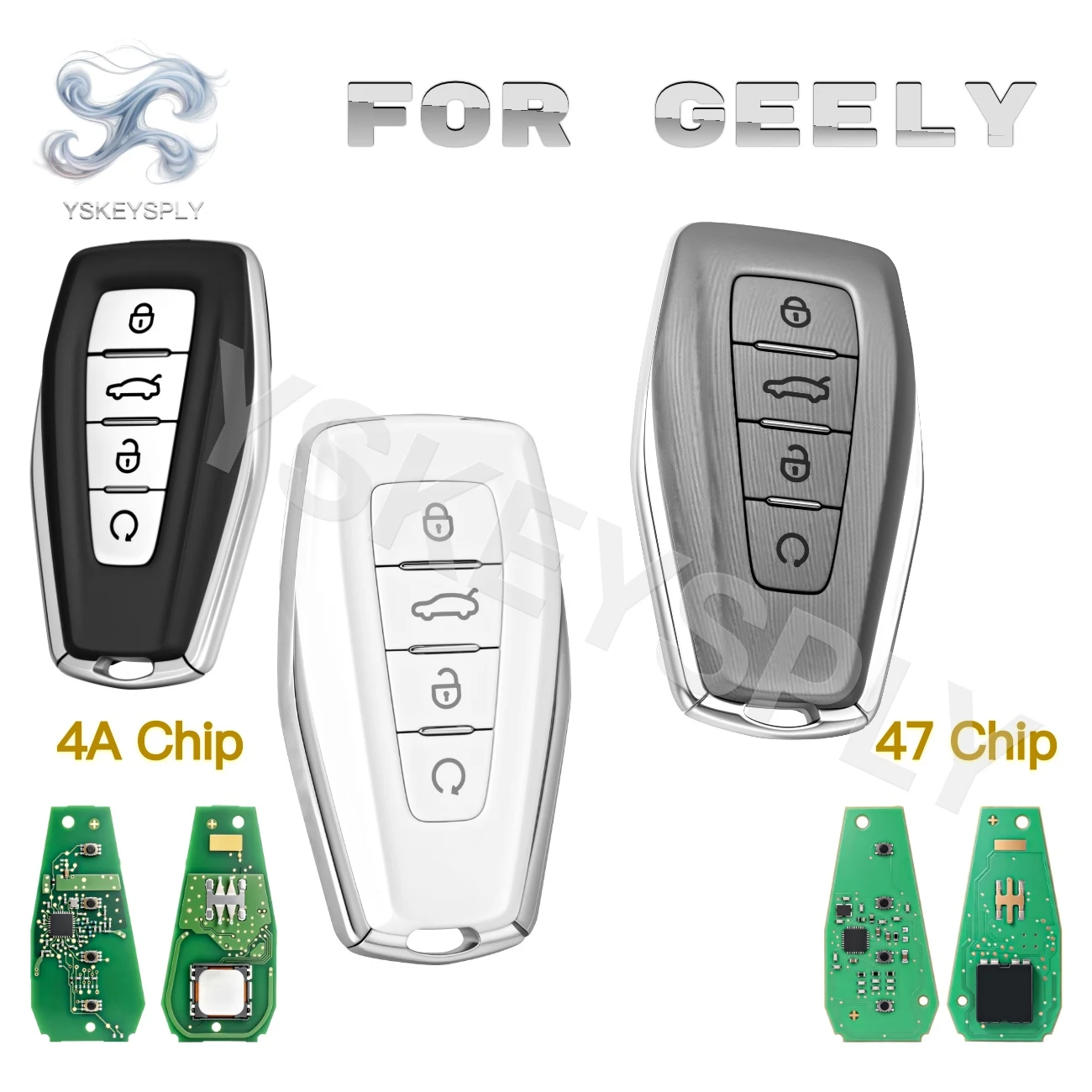 

For Geely Okavango Azkarra Atlas Coolray Monjaro KX11 Emgrand X7 X3 S1 Smart Intelligent Remote Key Fob 433MHz 4A 47 Chip