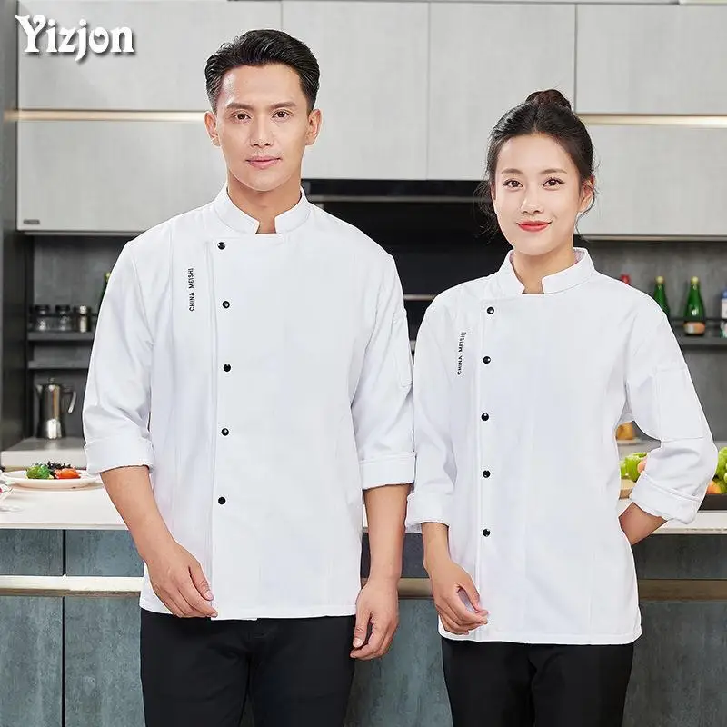 Thickened Flannel Men Women Chef Uniforms Personalized Customized LOGO Catering Hotel Kitchen Cooking Workwear Waiter Jacket