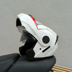 Latest Dual Lens Safety Flip Motorcycle Helmet Interior Visor Fashion Modular Moto Helmet Voyage Racing Men Women DOT Approved