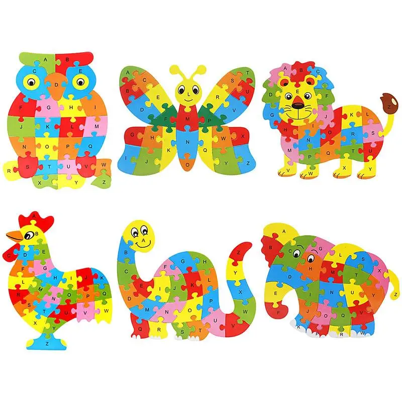 

Animal Shaped ABC Alphabet Jigsaw Puzzles Wooden Toys Early Educational Learning Letter Number Puzzle Preschool Toy For Children