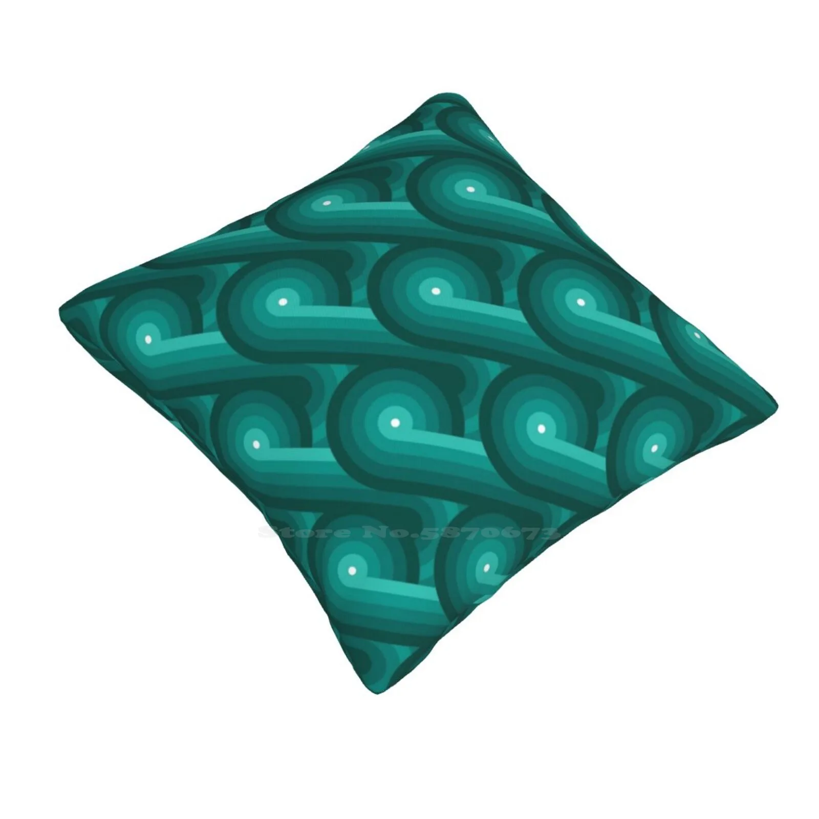 Disco Circles Geometric Pattern – Teal Home Sofa Car Waist Throw Pillowcase Teal Turquoise Aqua Emerald Seventies 70s