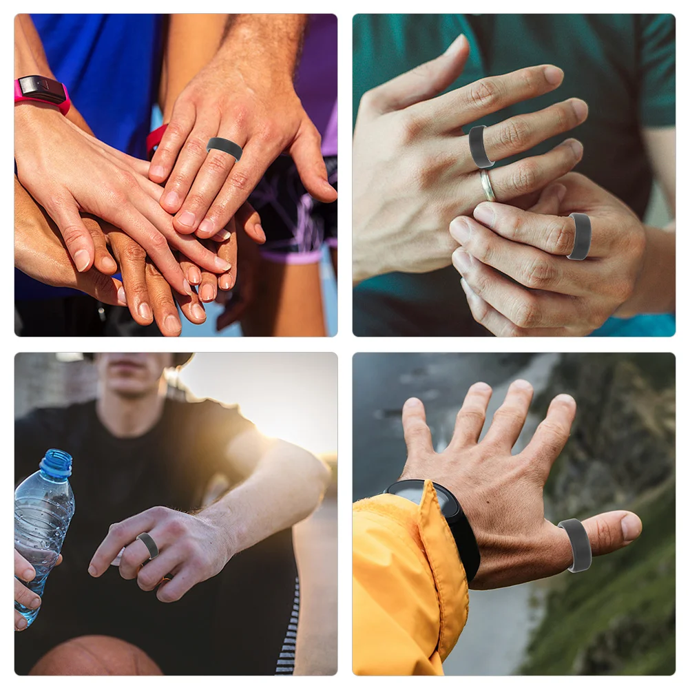 

10Pcs Silicone Rings Soft Comfortable Skin-Friendly Fitness Rings for Outdoor Sports Exercise Protective Flexible Wedding Bands