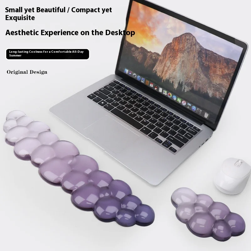 

Cloud-Design Keyboard Wrist Rest - Translucent Silicone Pad with Gradient Mouse Mat for Office Ergonomics