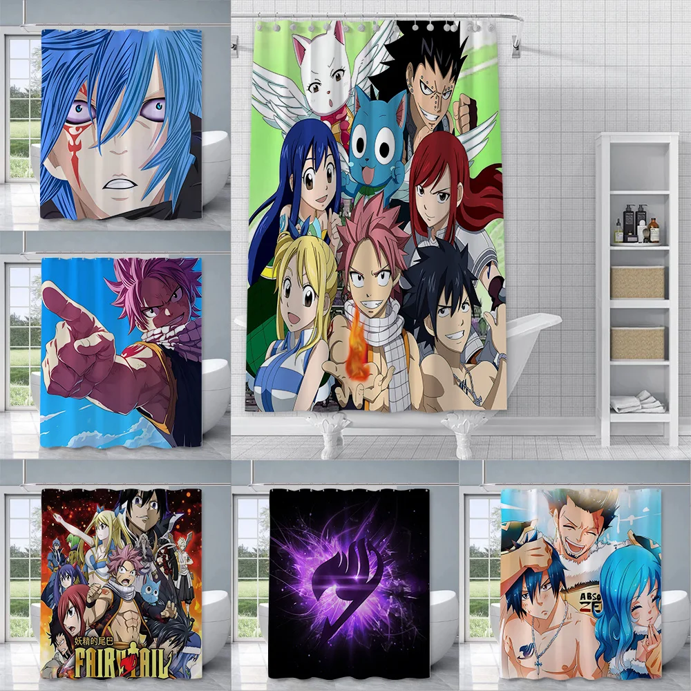 Anime F-Fairy T-Tail  Shower Curtain Waterproof Polyester Fabric Colorful Bath Curtains Home Bathroom Decor Curtain With Hook