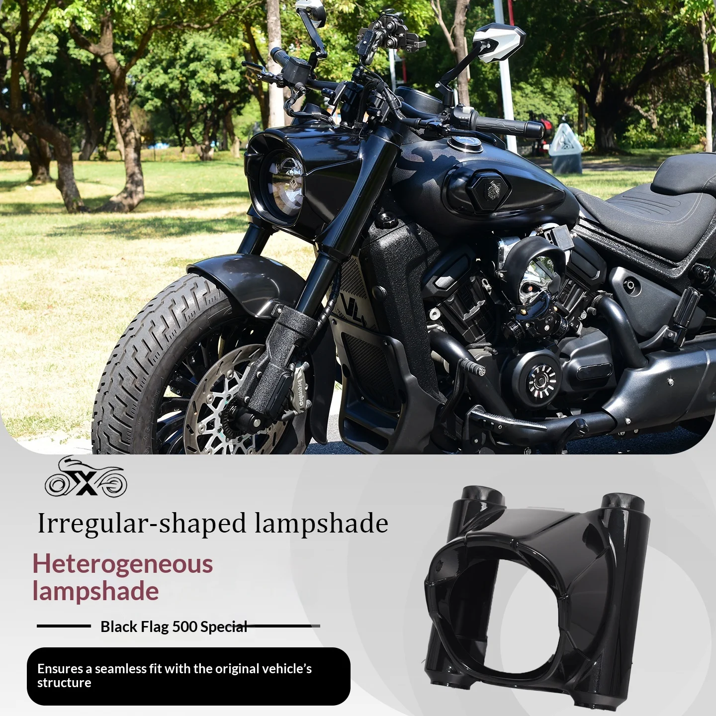 【Premium】For Black Flag 500 modified special-shaped headlight cover, dedicated straight-up pig head cover, air deflector cover,