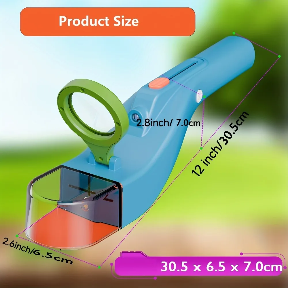 BugView 5X Magnifying Quick-Release Bug Catcher with LED Lights Insect Catcher Indoor & Outdoor STEM Toys Tool for Kids Adults