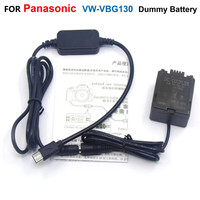 VW-VBG130 VBG6 Fake Battery USB C Power Adapter PD Cable For Panasonic AG-HMC153MC SD600 TM300 SDR-H20 HDC-SX5 PV-GS80 VDR-D50