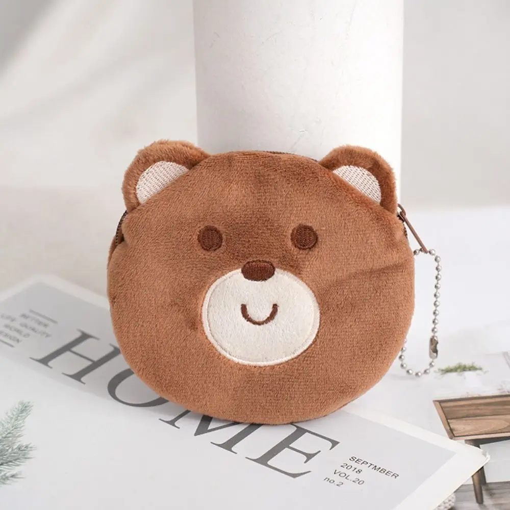 Kawaii Cartoon Panda Plush Coin Purse Bear Chicken Plush Zero Wallet Bag Pendant Zipper Plush Earphone Bag Children