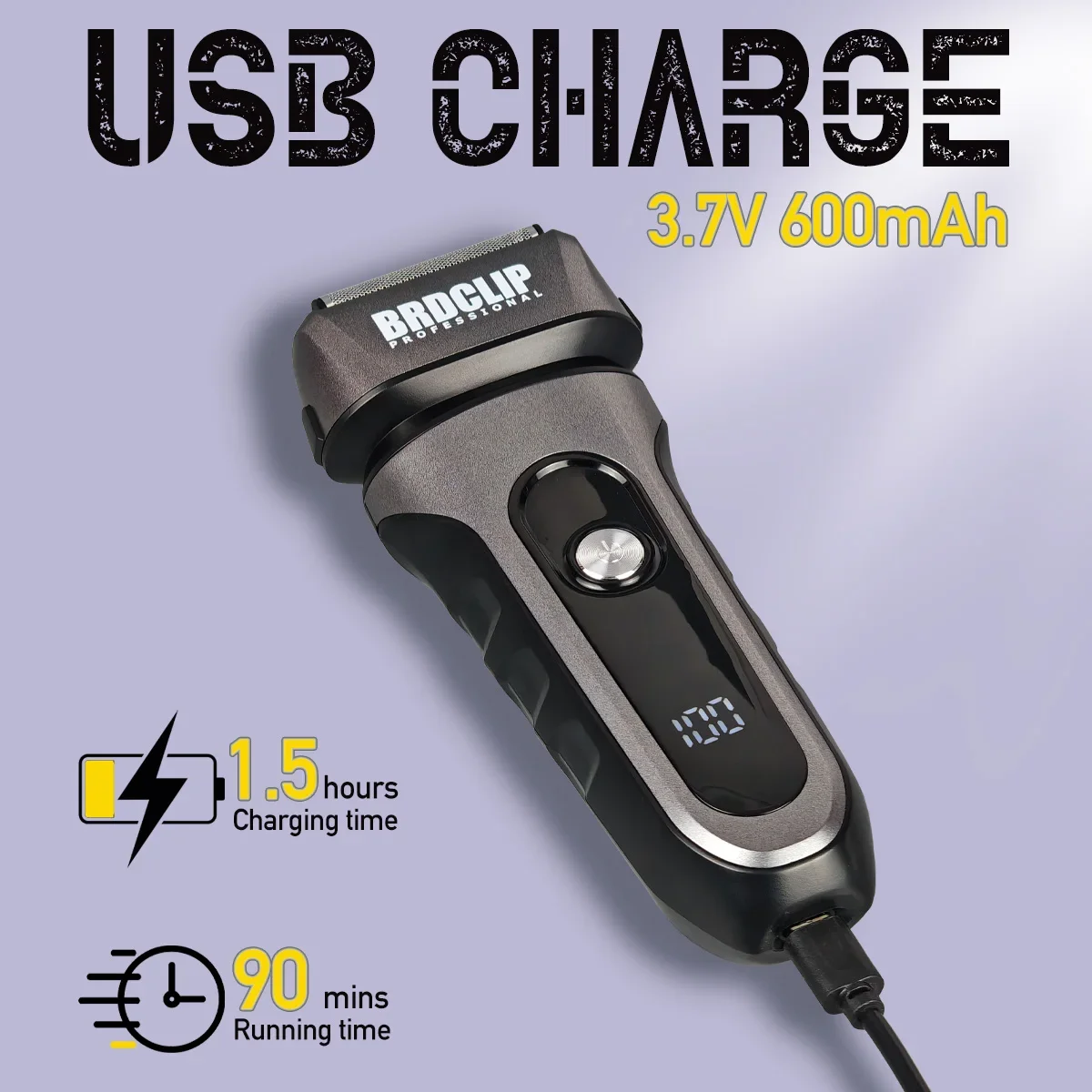 Professional BRDCLIP F03 Men's Electric Shaver 3 Foil Razor IPX7 Faucet Flushing Hair Trimmer Clipper Beard Trimming Machine