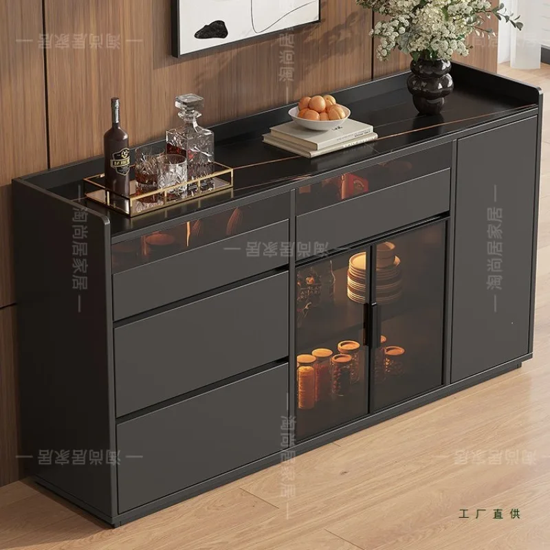 Italian rock slab side cabinet, multi-layer storage cabinet, household kitchen locker, integrated locker against the wall