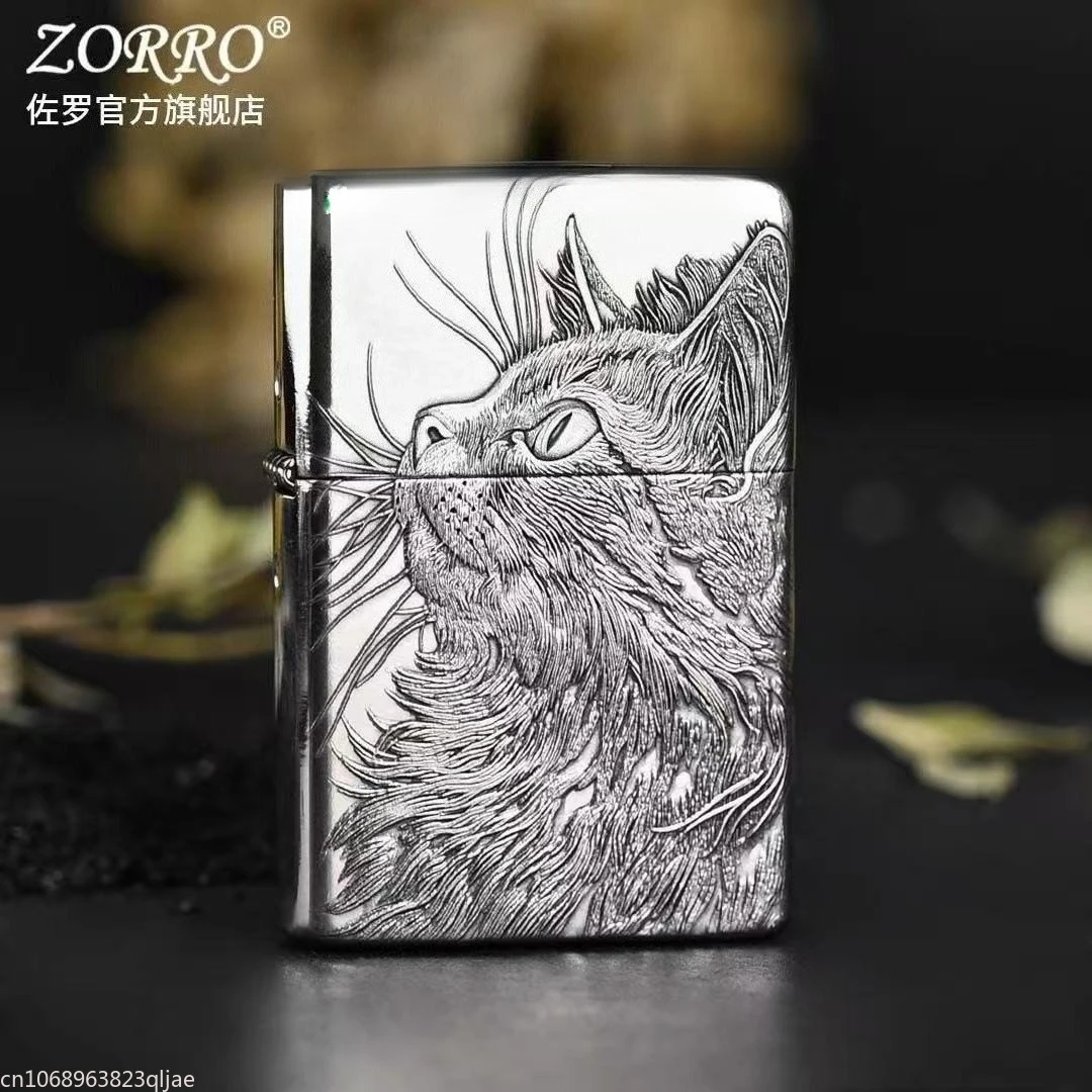 2025 ZORRO 902 cupronickel  oil lighter double-sided carved  men's gift grinding wheel old-fashioned retro windproof 74g