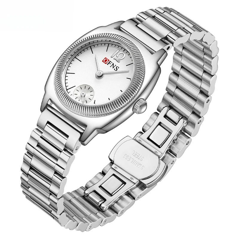 Ofns Women's Minimalist 2.5-Hand Quartz Watch Waterproof, Stainless Steel Band, Simple Design for Students, Exam & Daily Wear