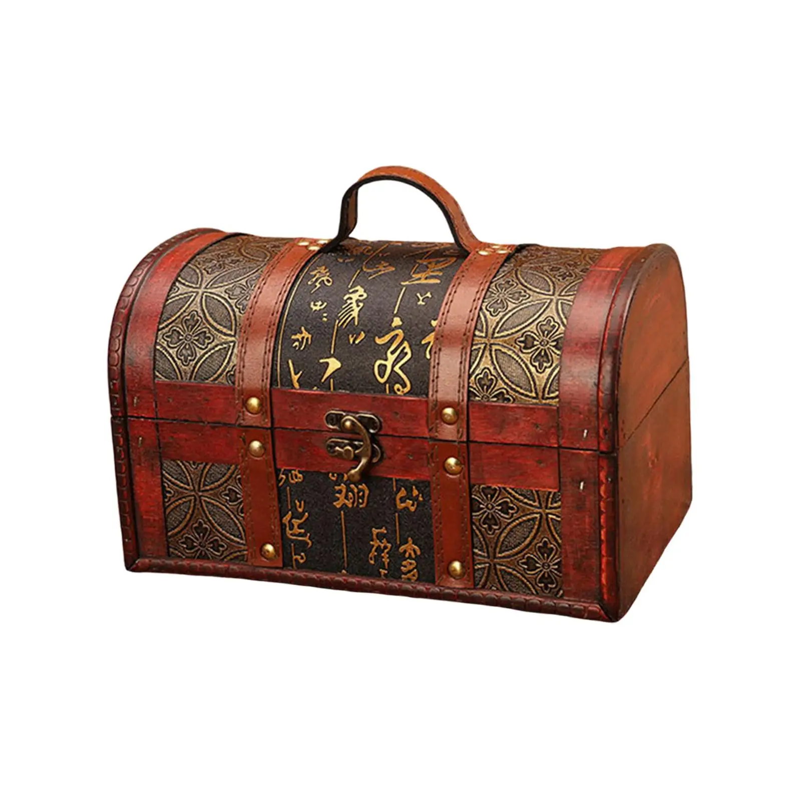 Wooden Vintage Suitcase Box with Lock for Photography Props Nostalgic Storage Container Gift