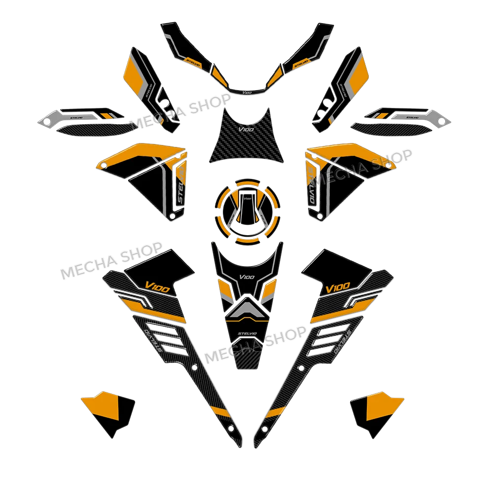 Kit de pegatinas de resina 3D para almohadilla de depósito, protección de tapa de combustible para Moto Guzzi Stelvio V100 2024 2025 2026