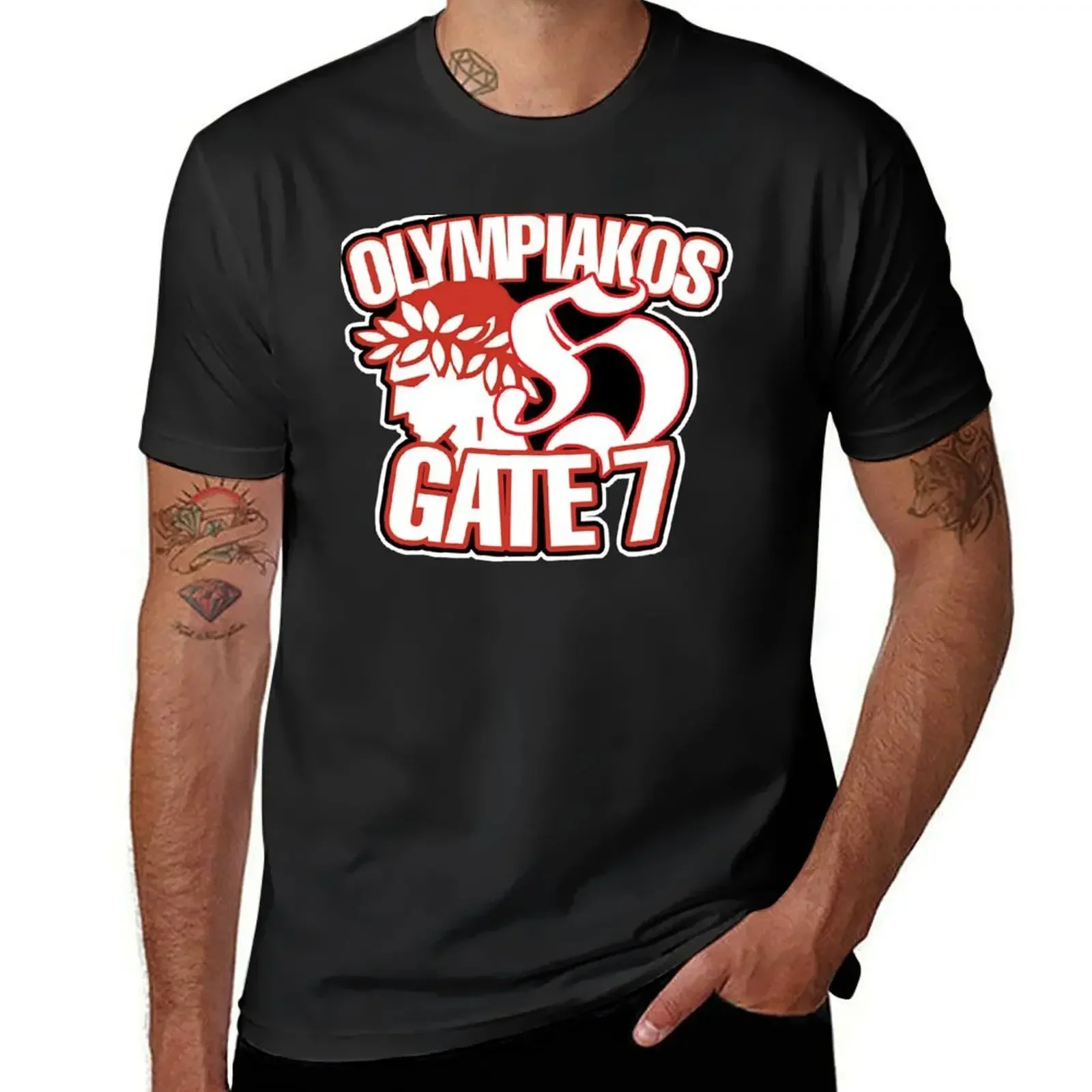 Olympiakos Gate 7 T-Shirt sports fans Blouse korean fashion funnys mens clothes tshirts for mens designer clothing heavyweight