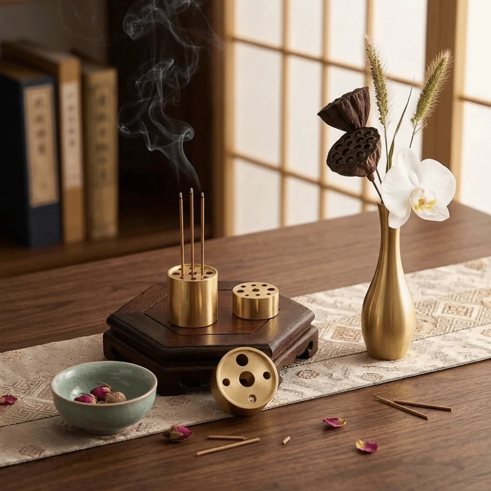 Tibetan Incense Burner 9 Holes Incense Holder Compact Vintage Incense Burner Versatile Ornament Mini Vase Prayer Room
