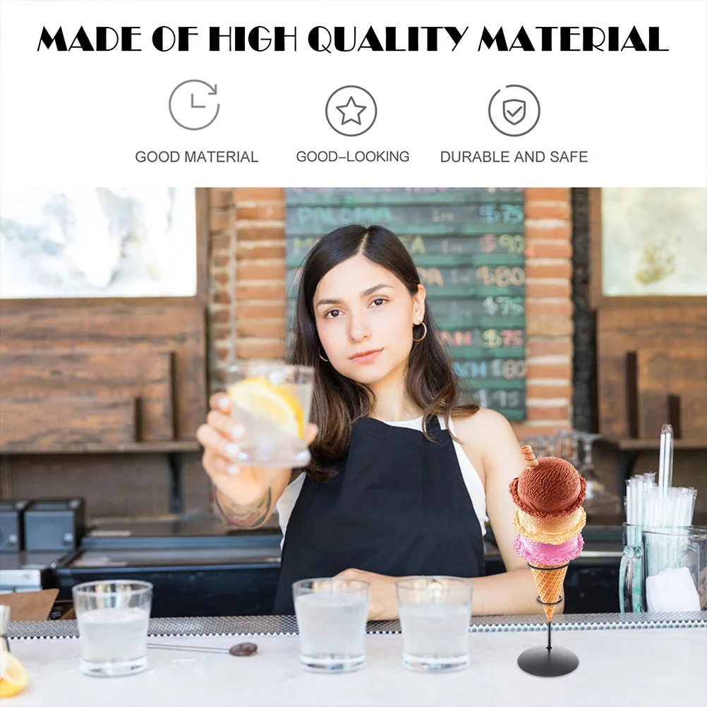 

3pcs Ice Cream Stand Smooth Surface Metal Cone Holder Display Fashionable Bakery Dessert Shop Party Table Exhibition