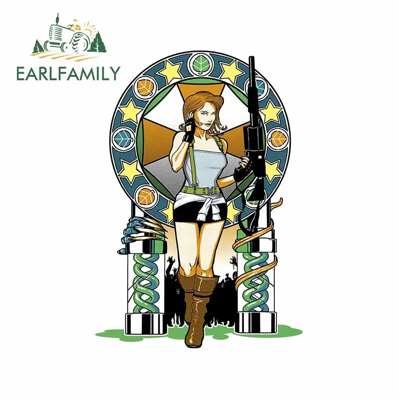 

EARLFAMILY 13cm X 9cm For Girl With Gun Waterproof Car StickersTrunk Scratch-Proof VAN Decal Surfboard Cartoon RV Car Styling