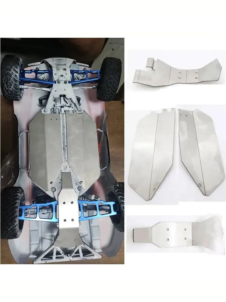 1 Set Stainless Steel Metal Bumper Chassis Armor Protection Skid Plate For 1/10 RC Car Slash 4x4 dead mouse 727