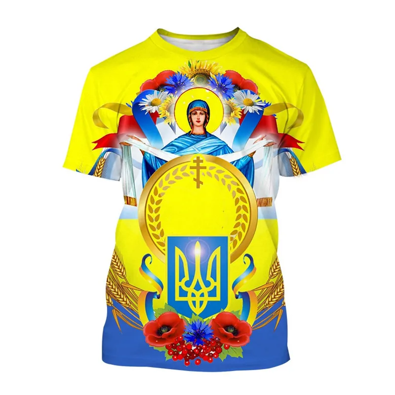 Classic Ukrainian Flag Men\'s T-shirt Jersey 3D Printed O-Neck Plus Size Short Sleeve Top Fashion Casual Shirt