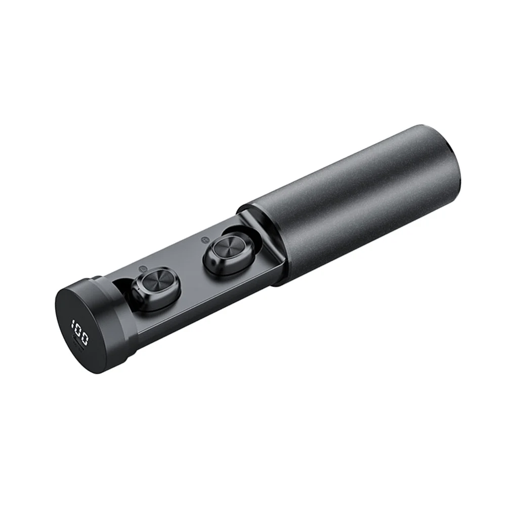 

Wireless Earbuds Headphones Black Graphene Diaphragm Touch Control Dual Connect Led Display Charging Case