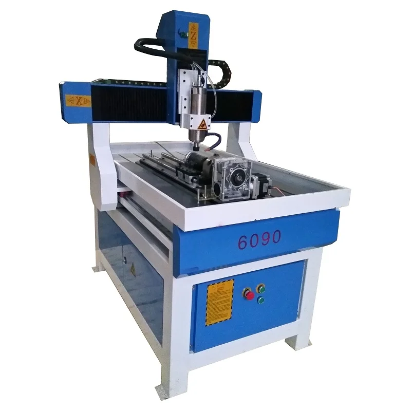 High accuracy mini cnc router 6090 4 axis engraving and cutting machine with rotary for furniture woodworking cabinets