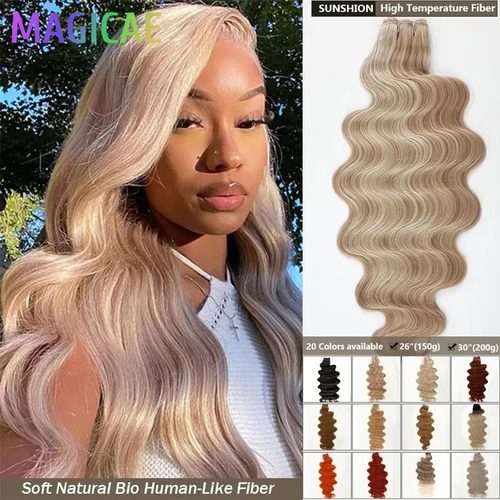 30 pulgadas 200 gramos resaltado rubio P27/613 onda del cuerpo bio sintético resistente al calor Ombre marrón M816 cabello Natural suave similar al cabello humano