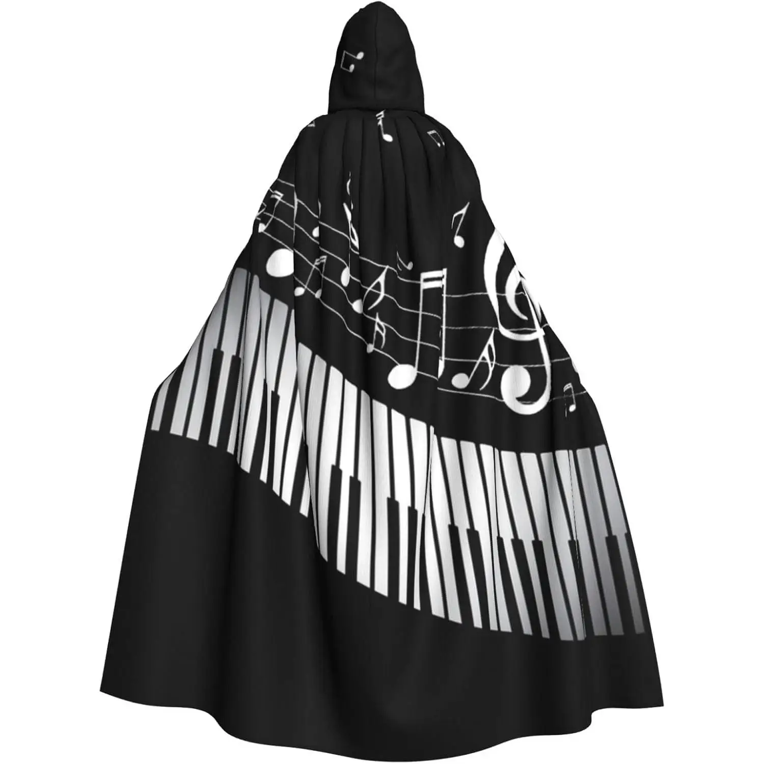 

Piano Pattern HD Printed Hooded Cape Witch Medieval Costume Cosplay Halloween Vampire Cloak Fashion Unisex Clothing