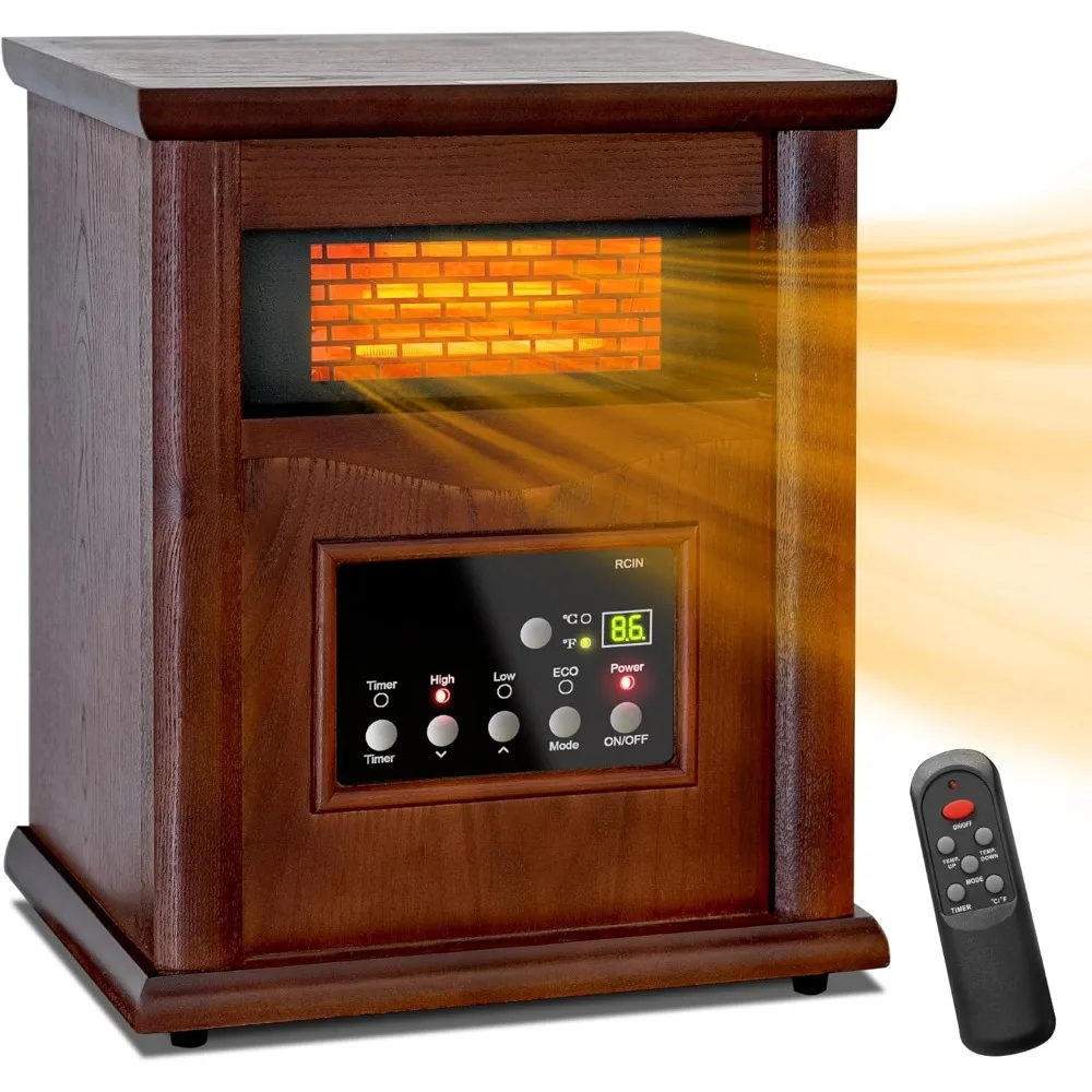 2024 Lifeplus 1500W Electric Infrared Space Heater,Quartz Heater Indoor Use,Tip-Over & Overheat Protection with Remote Control