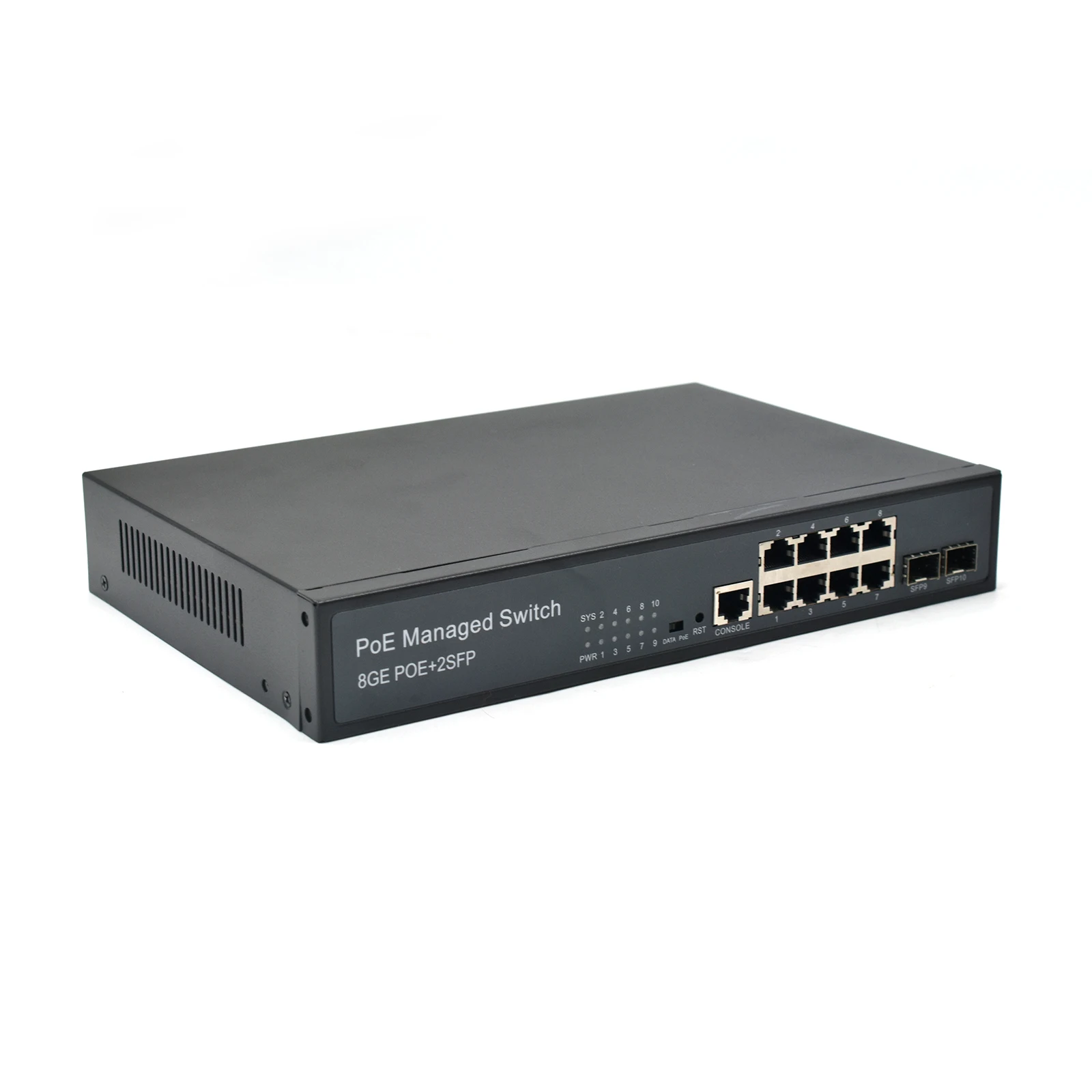 Commutateur POE de gestion WEB Commutateur de fibre d'alimentation, PoE, 24V et 48V, 1000M, 8 ports + 2 emplacements SFP, Ethernet, 1PC