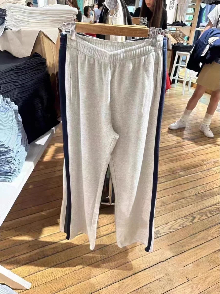 

American Retro High Waist Elastic Loose Straight Leg Pants BM Sweatpants Long Sports Casual Slimming Trendy Street Sle