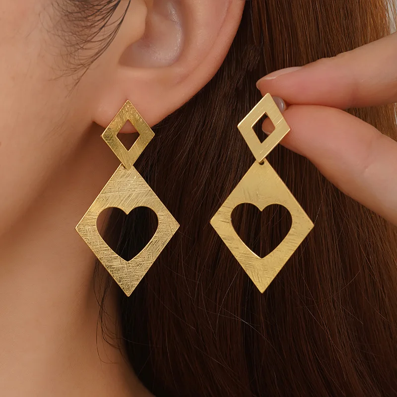 

Retro Simple Square Earrings Irregular Earrings Copper Material New Exaggerated Cool Style Fashion Earrings Female Open Jewelry