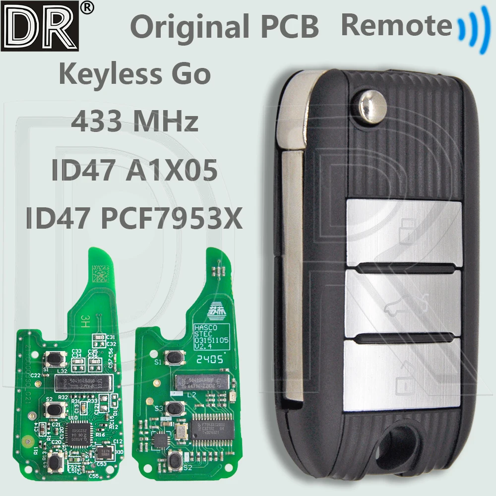 DR Original PCB ID47 PCF7953 Chip 433MHz Keyless Go Car Remote Key For Morris Garage MG MG5 ZS MG6 HS 2017 2018 2019