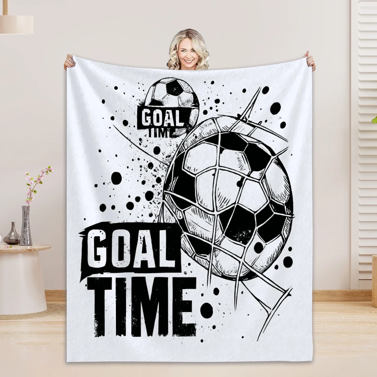 

D Printed Football Flannel Blanket for Home Office Camping Soft Warm Throw for Gifts Decor Leisure Use