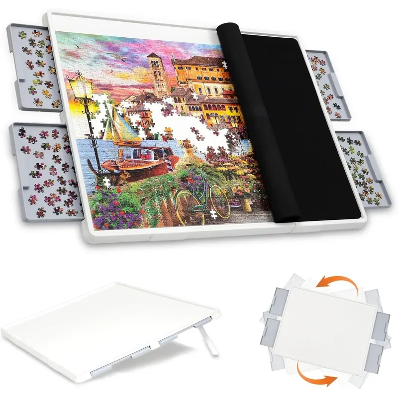 1500 Pieces 2-in-1 Tilting & Rotating Puzzle Board with Drawers and Cover, 35