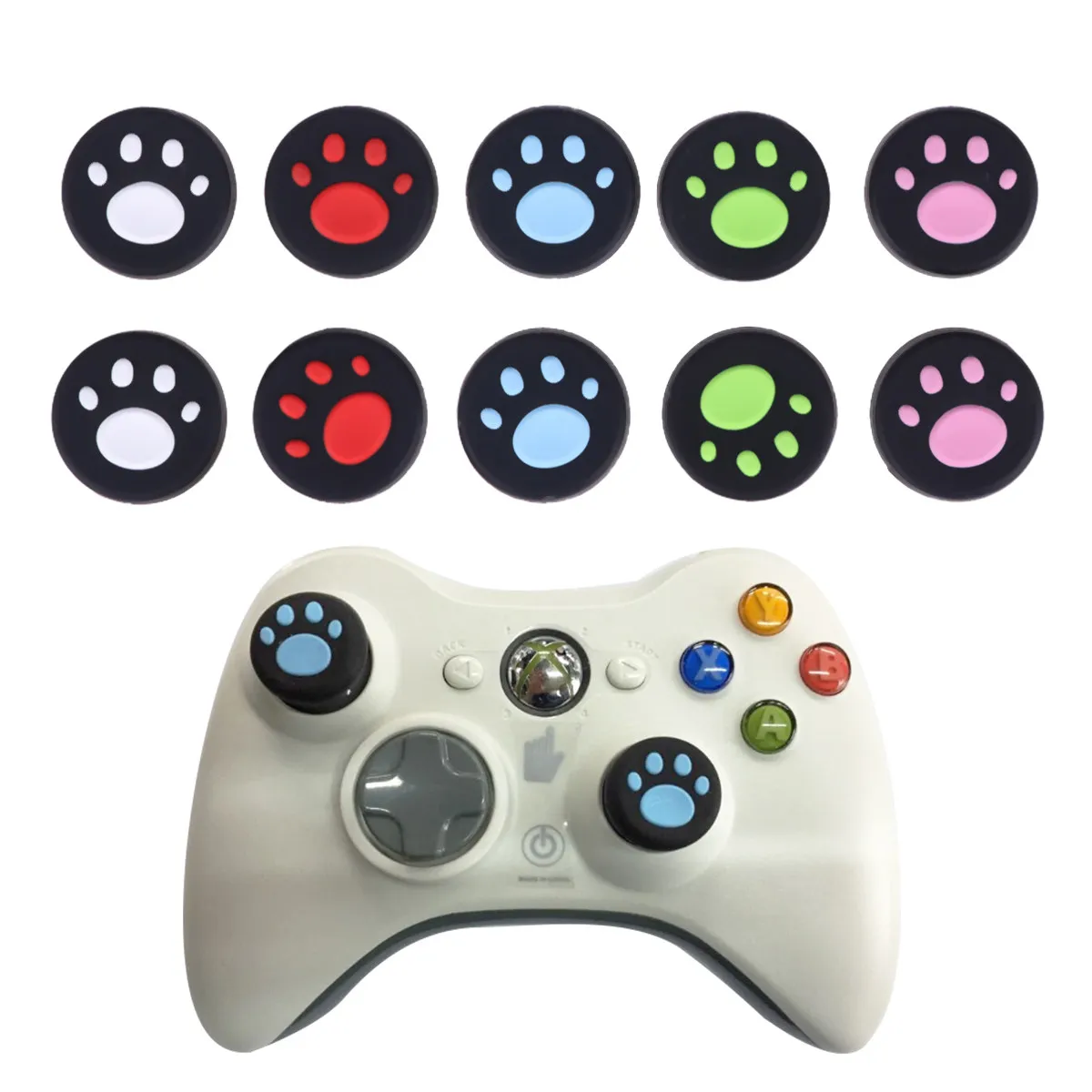 10Pcs Cat Paw Claw Silicone Rocker Cap Protective Sleeve Non Slip Surface Enhanced Grip Joy Cover for Gaming Performance