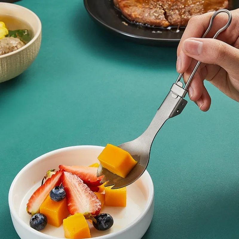 

Титановая сверхлегкая складная ложка, принадлежности для кемпинга на открытом воздухе, походы, рюкзак, ужин, портативная посуда, посуда, ложка для пеших прогулок