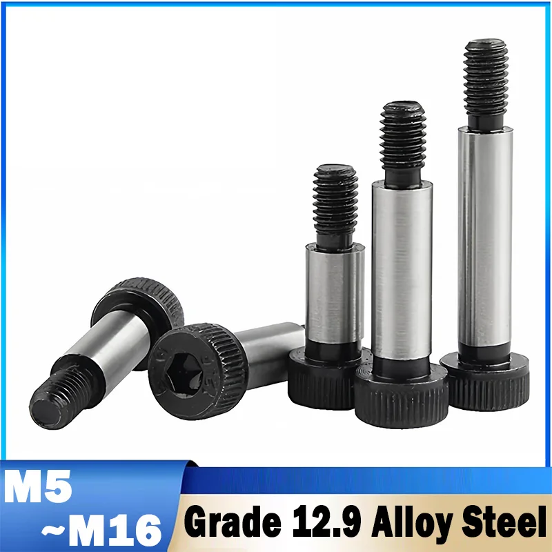 1~5Pcs M5 M6 M8 M10 M12 M16 Grade 12.9 High Strength Steel Hex Socket Shoulder Screw Roller Bearing Bolt Diameter= 6 8 10 12mm