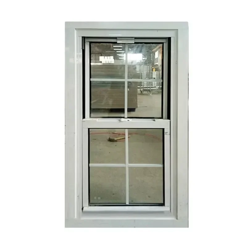 Simple Design Double Hung Window UPVC Vinyl Insulated Residential House Double Glazed Windows