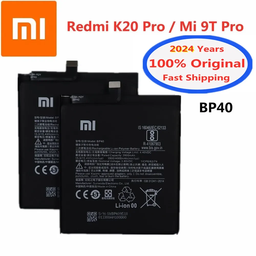 

2024 Years New High Quality Xiao mi Original Battery BP40 For Xiaomi Redmi K20 Pro MI9T Mi 9T Pro 4000mAh Phone Battery Bateria