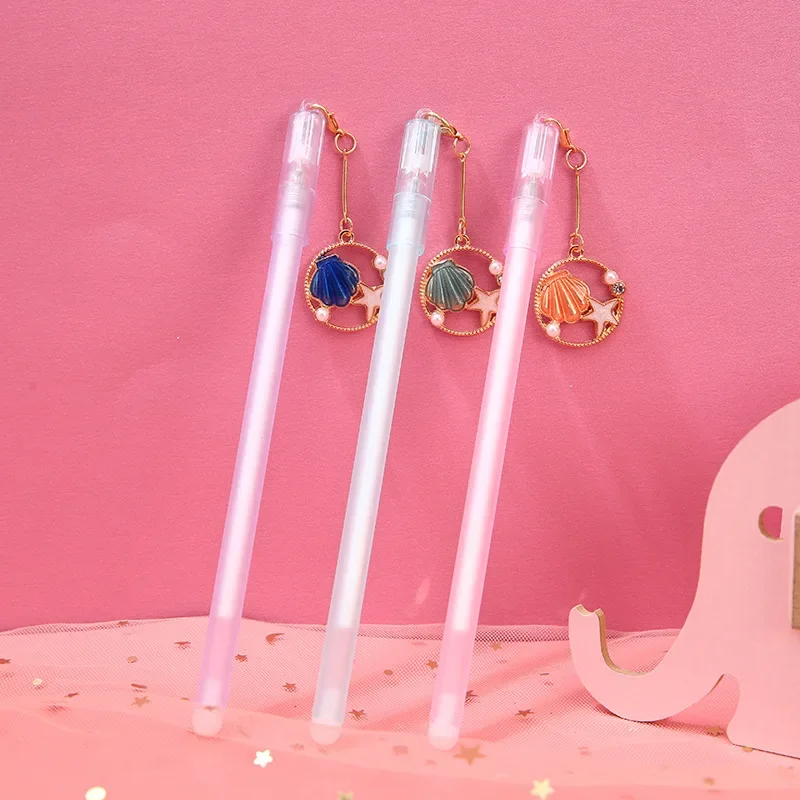 20PCS Shell Small Starfish Pendant Pearl Gel Black Carbon Brush Frosted Color Plastic Gel Pens Kawaii School Supplies B