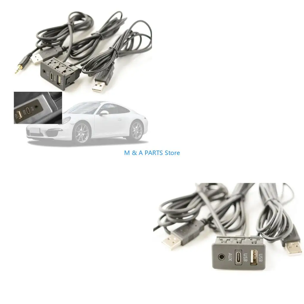 U1JF Vehicle Extension Panel Cable USB Type-C Aux Power Adapter for Phone