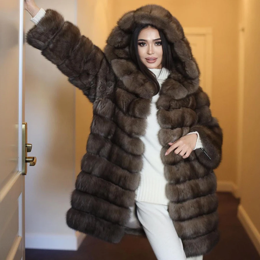 

Fur Coat Woman Real Fox Fur Coats Womens Luxury Winter Natural Fur Mid-Length Jacket For Women 2024 New Arrivals