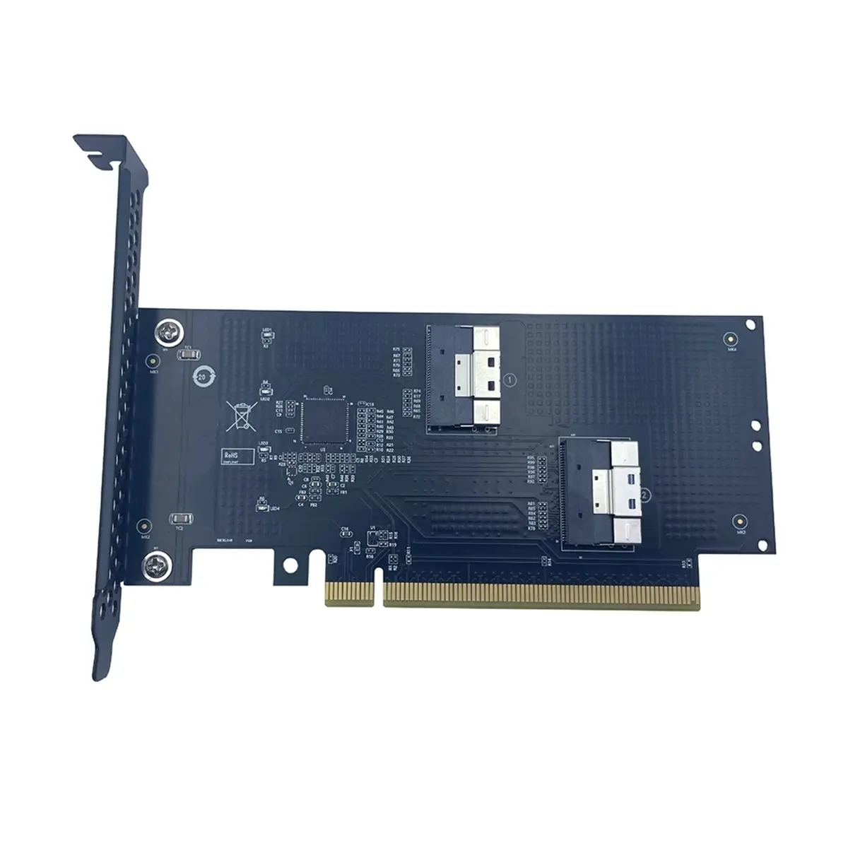 2Port PCIE 4.0 16X to SlimSAS SFF-8654 Adapter Card +SlimSAS4.0 Cable Graphics Card Expansion Card SFF-8654-8i SFF8654